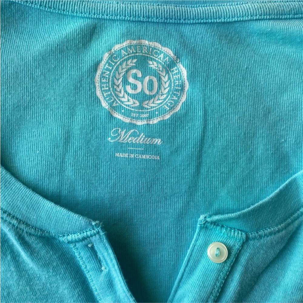 Vintage SO Women's Henley Long Sleeve Top - Picture 3 of 4